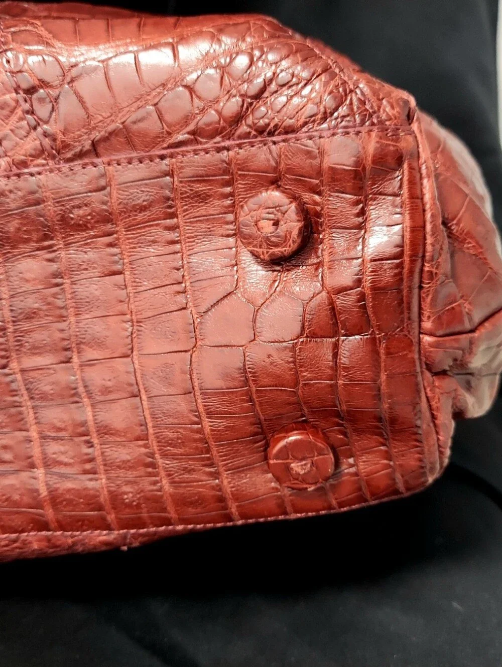 Nancy Gonzalez Genuine Crocodile Bag, Satchel Double Handle,  Burgundy